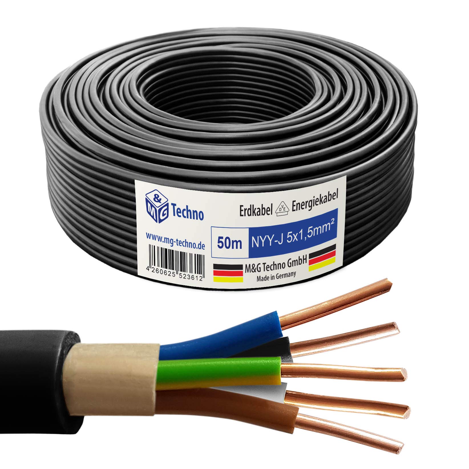 Underground Cable NYY-J 5x1.5mm² 