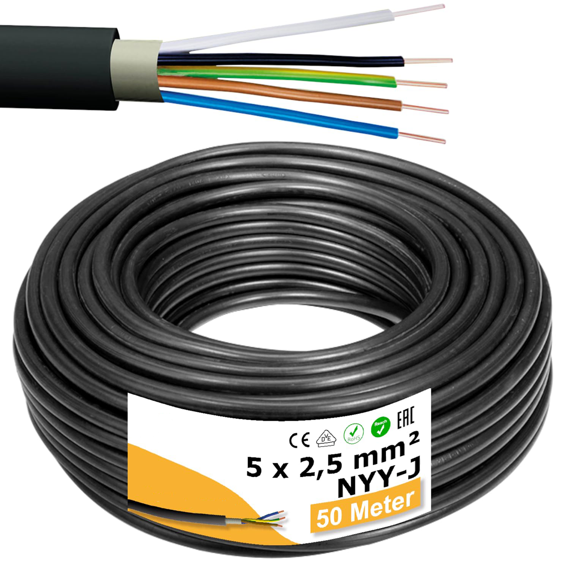 Underground Cable NYY-J 5x2.5mm²