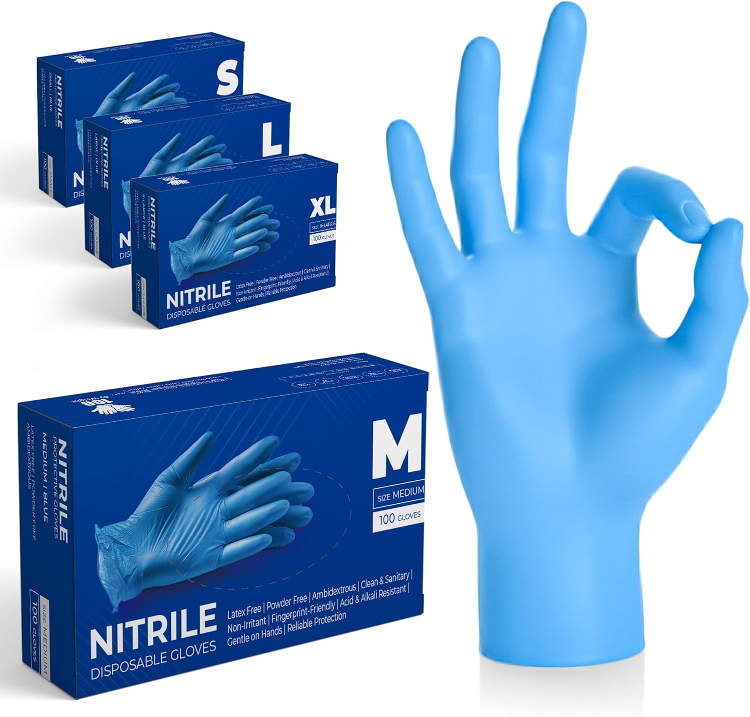 Disposable Nitrile Gloves, Blue – 50 Pairs, Powder & Latex Free