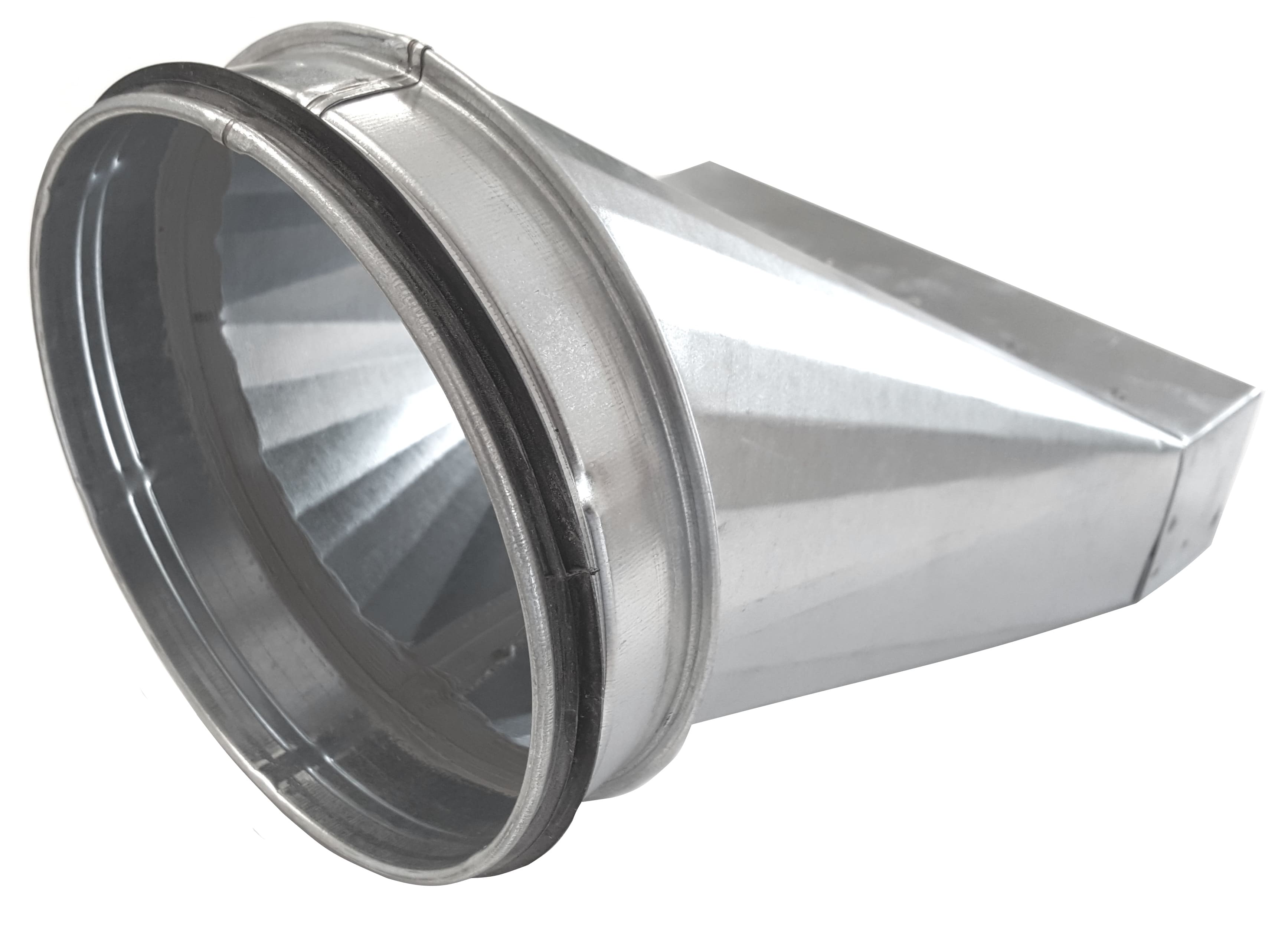 Raccordo Canali Aria - transizione tondo/rettangolare LB300 mm ASYM zincato