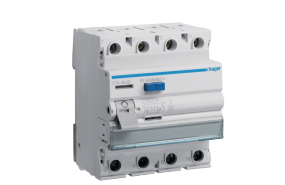 HAGER - RCD 63A 4-Pole Earth Leakage Isolator CFA463D 300mA